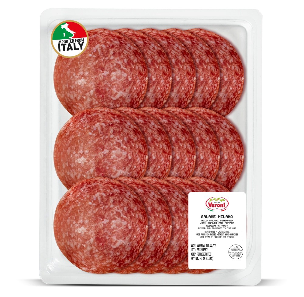 slide 1 of 1, Veroni Salame Milano Pre-Sliced - 4 Oz, 4 oz