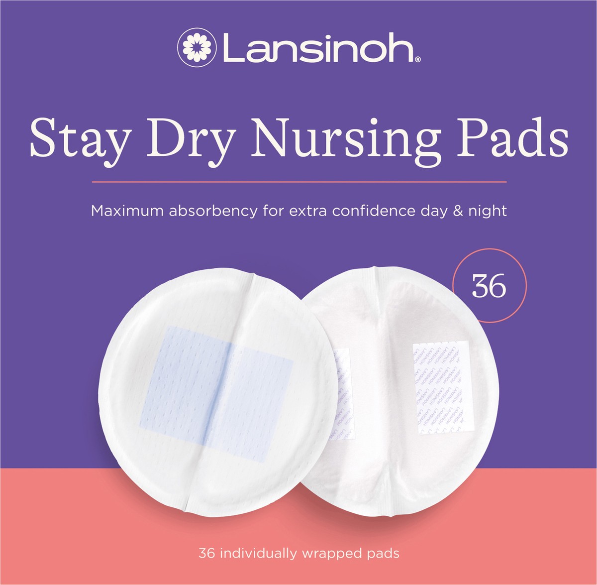 slide 7 of 9, Lansinoh Stay Dry Disposable Nursing Pads for Breastfeeding, 36 Ct., 36 ct