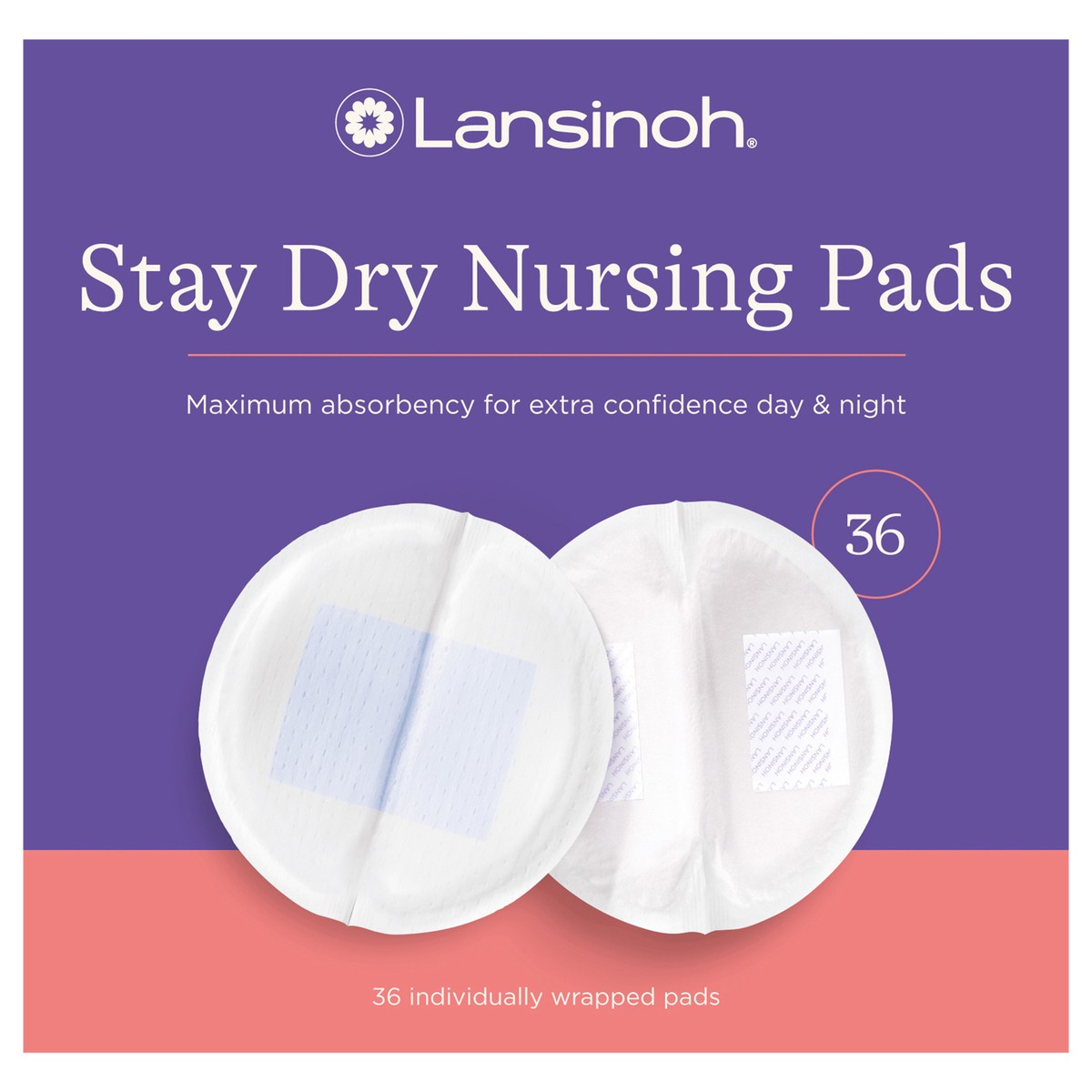 slide 4 of 9, Lansinoh Stay Dry Disposable Nursing Pads for Breastfeeding, 36 Ct., 36 ct