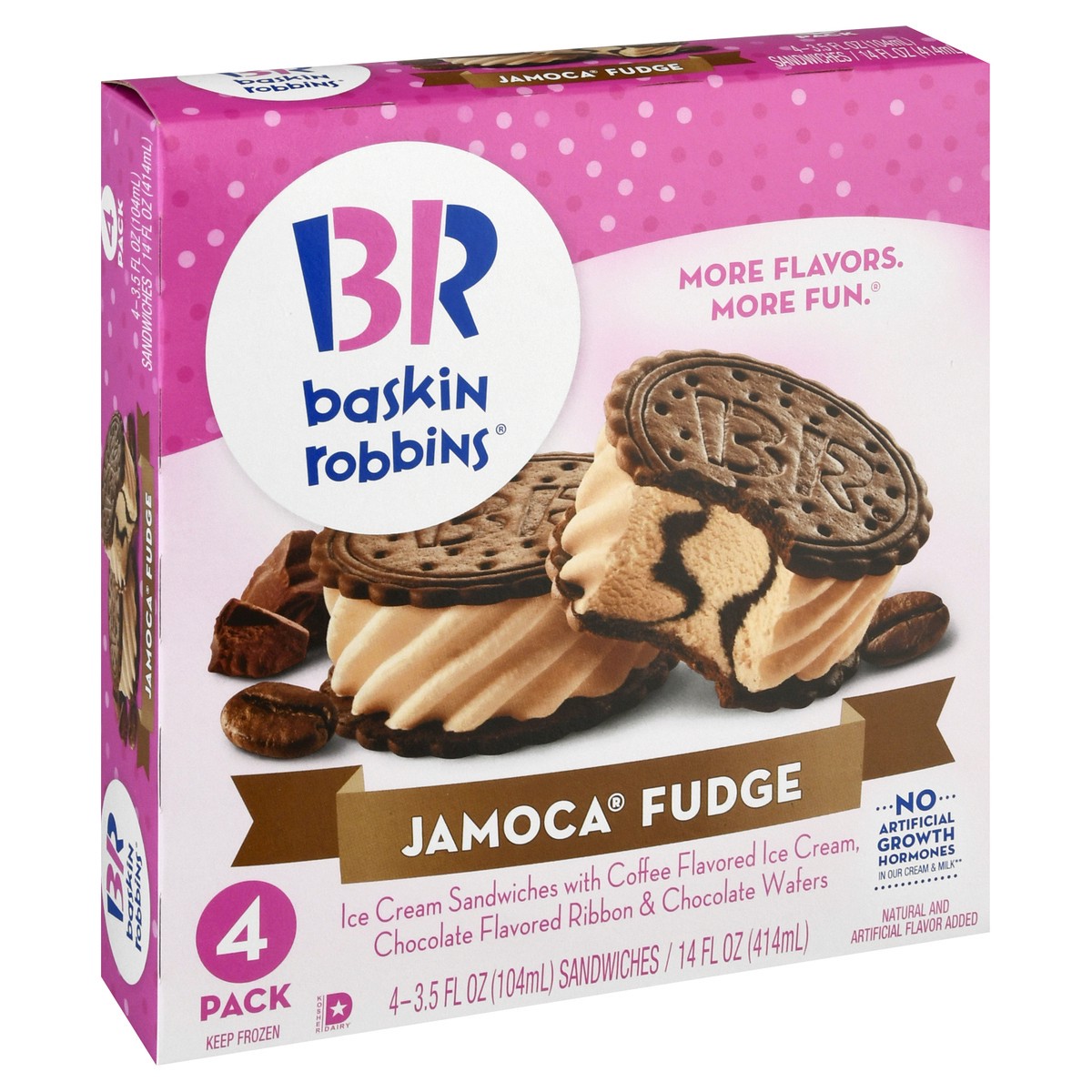 slide 13 of 13, Baskin-Robbins 4 Pack Jamoca Fudge Ice Cream Sandwiches 4 ea, 4 ct