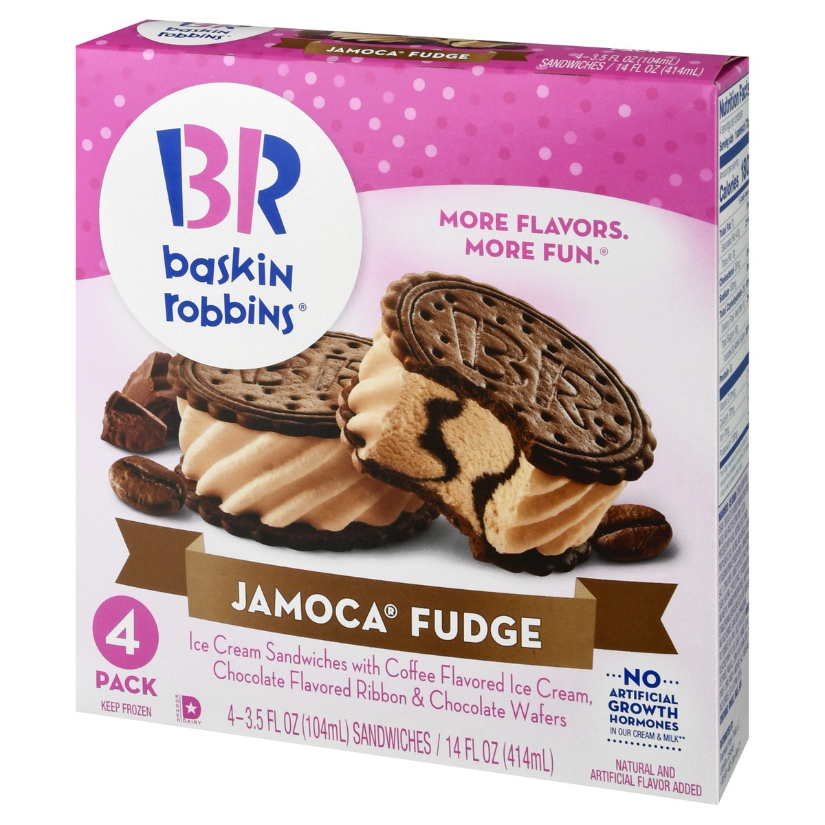 slide 5 of 13, Baskin-Robbins 4 Pack Jamoca Fudge Ice Cream Sandwiches 4 ea, 4 ct