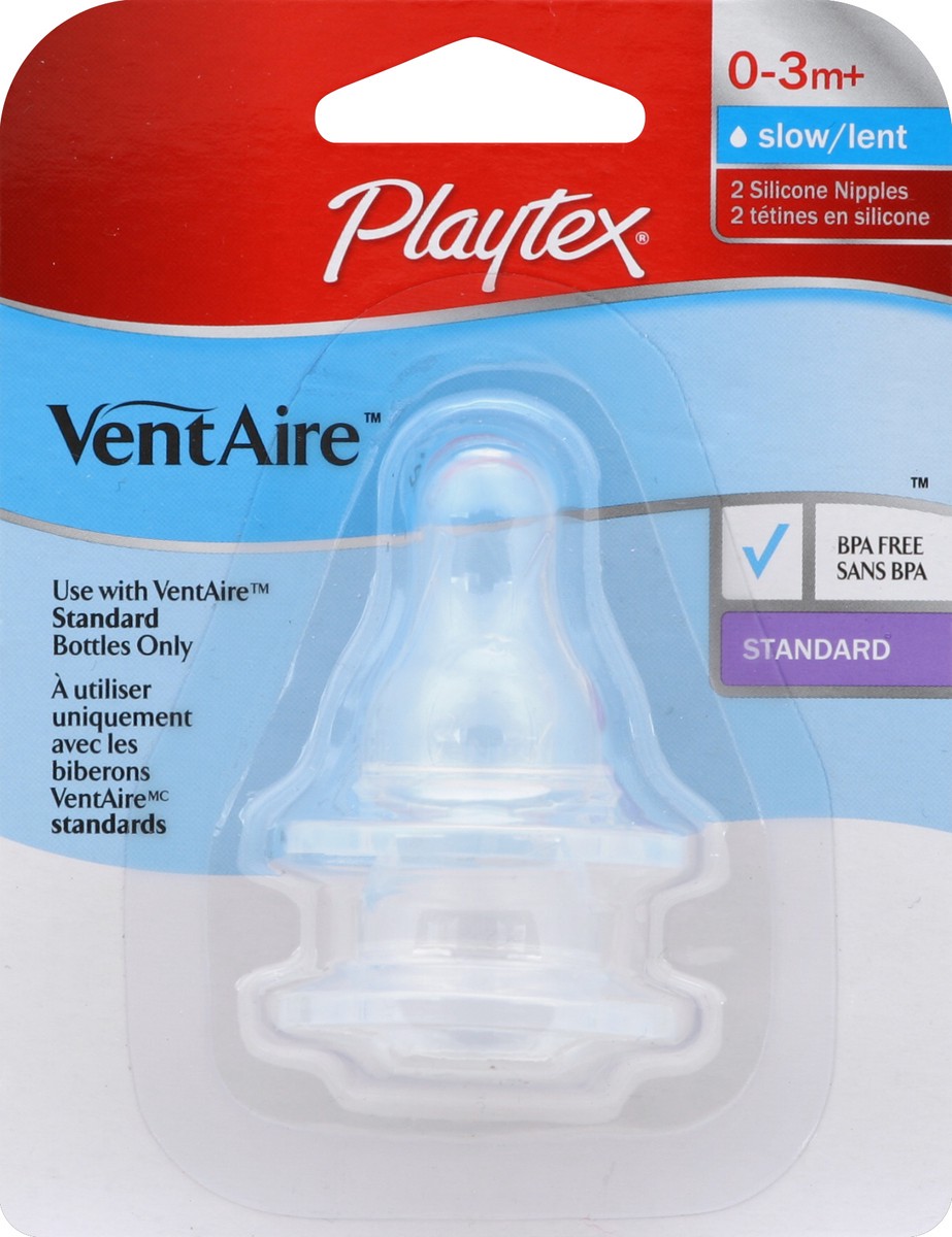 slide 5 of 6, Playtex Ventaire Standard Slow Flow Nipples, 0-3M+, 2 ct