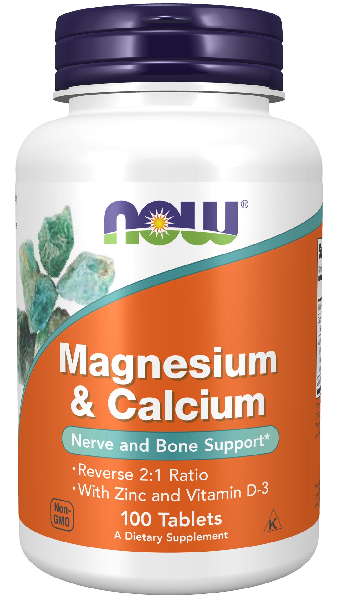 slide 1 of 4, NOW Magnesium & Calcium Tablets, 100 ct