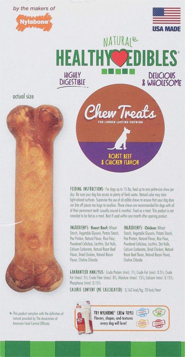 slide 7 of 9, Nylabone Healthy Edibles All-Natural Long Lasting Roast Beef and Chicken Dog Chew Treats Variety X-Small/Petite - Up to 15 lbs.(34 Count), 34 ct