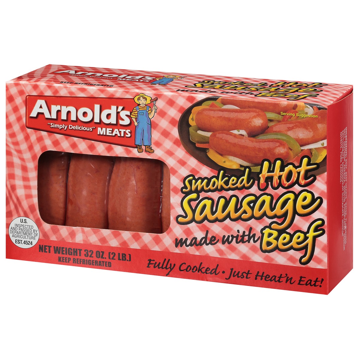 slide 8 of 11, Arnold's Hot Smoked Sausage 32 oz, 32 oz