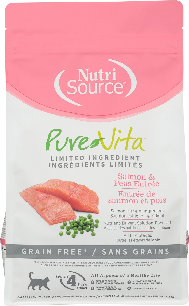 slide 15 of 15, NutriSource Pure Vita Grain Free Salmon & Peas Entree Cat Food 4 lb, 4 lb