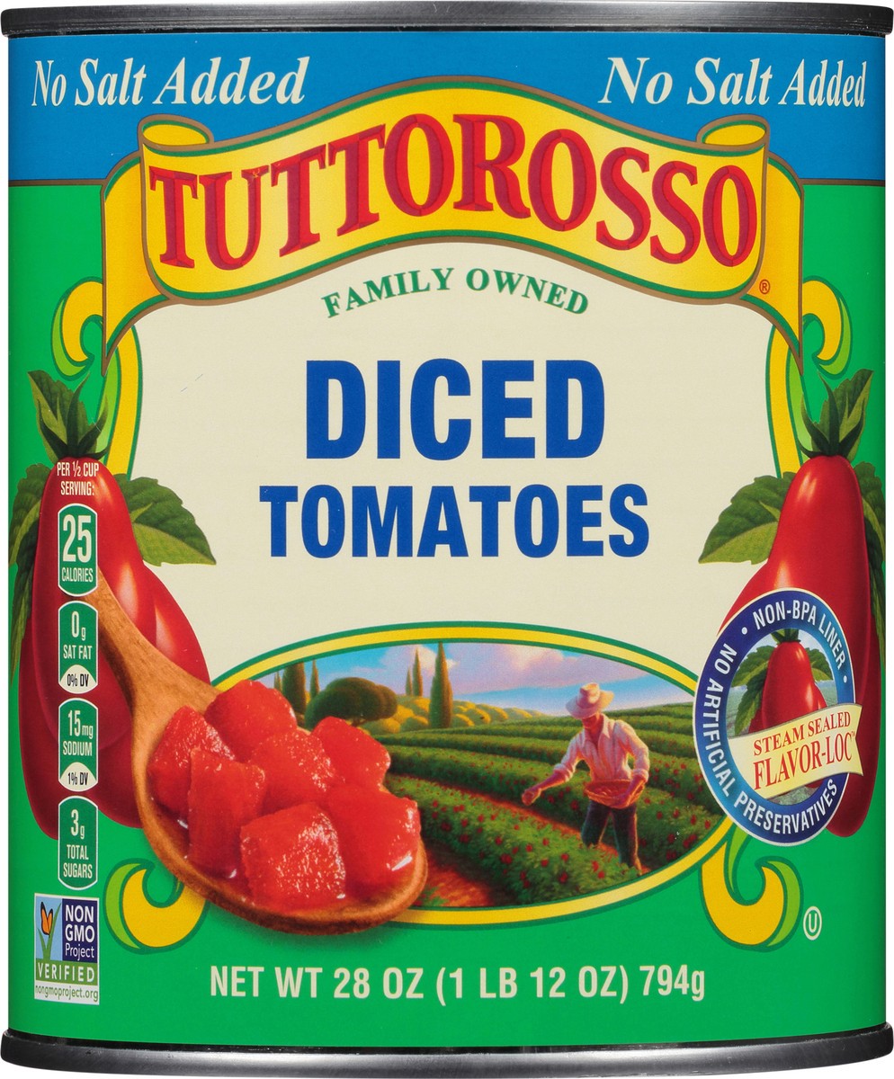 slide 2 of 12, Tuttorosso No Salt Added Diced Tomatoes, 28 oz