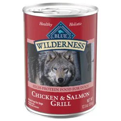 Blue Buffalo Wilderness High Protein, Natural Adult Wet Dog Food, Salmon & Chicken Grill 12.5-oz Can