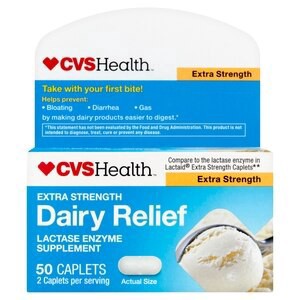 slide 1 of 1, CVS Health Dairy Relief Caplets Extra Strength, 50 Ct, 1 ct
