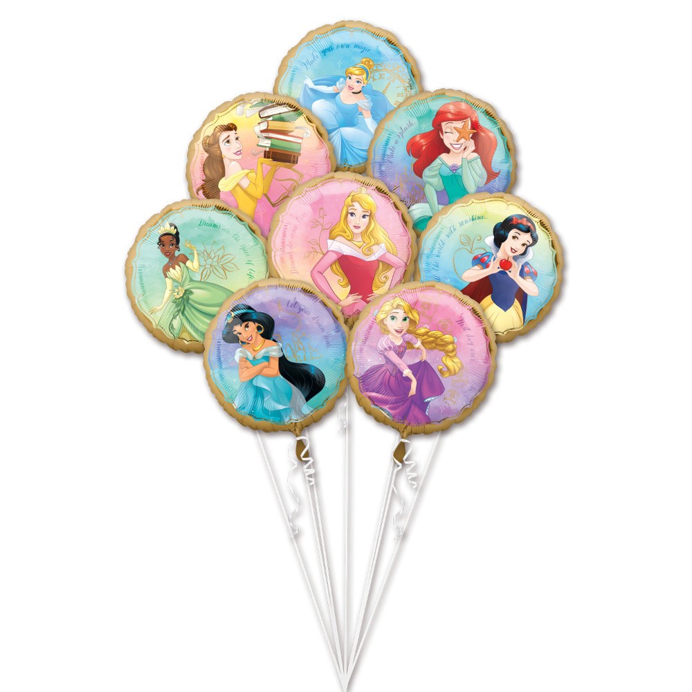 slide 1 of 5, Disney Princess Helium Filled Balloon Bouquet, 8 ct