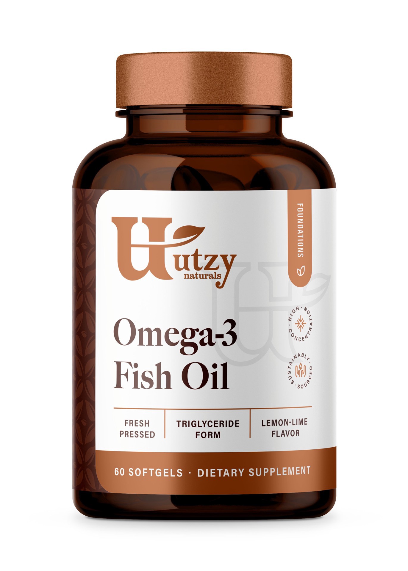 slide 1 of 1, Utzy Naturals Omega-3 Fish Oil Capsules, 60 ct