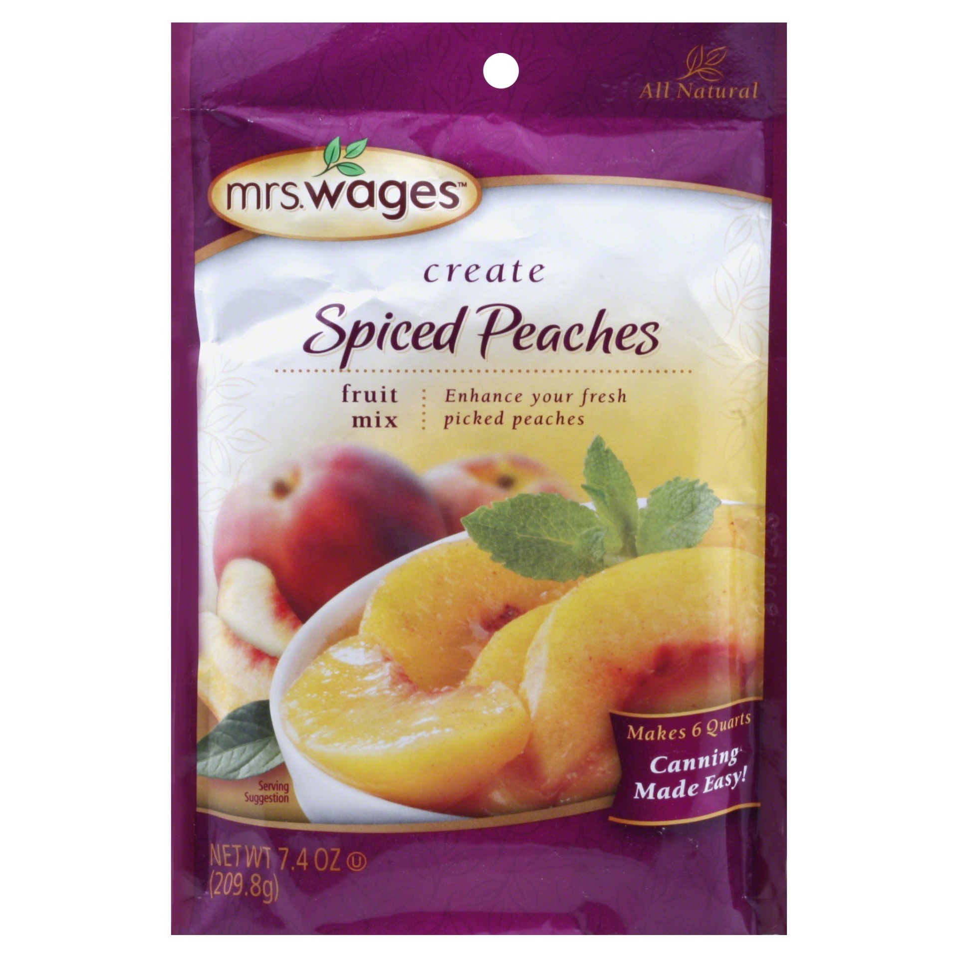 slide 1 of 2, Mrs. Wages Fruit Mix, Spiced Peaches, 7.4 oz