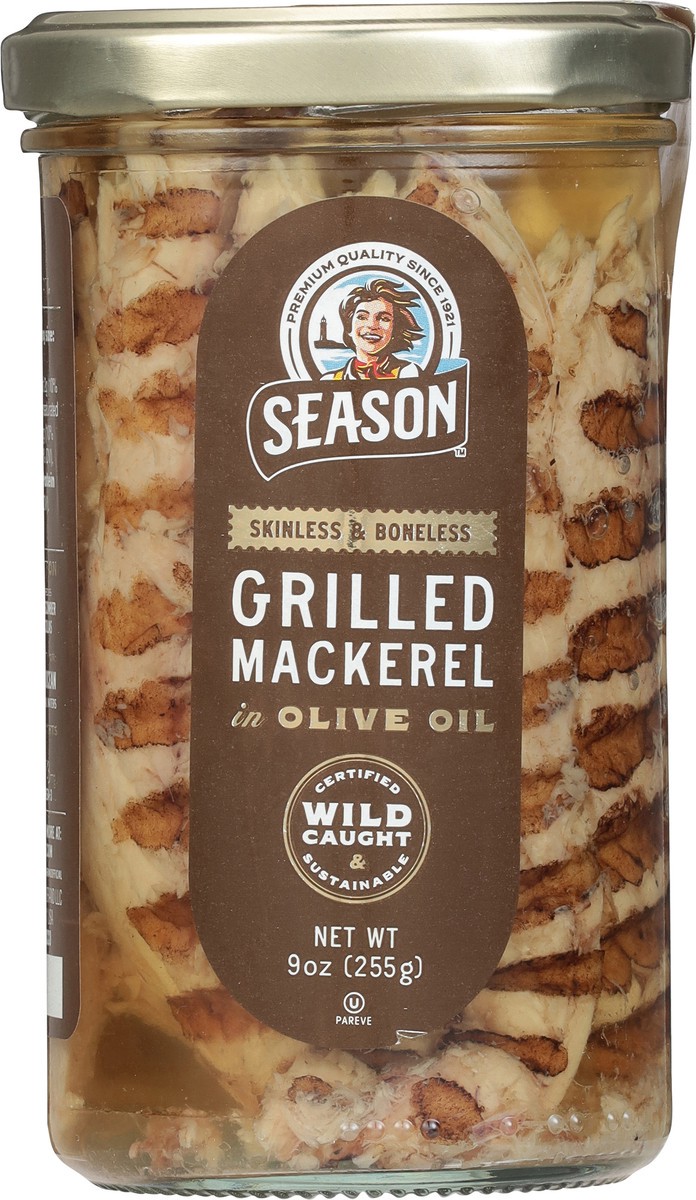 slide 13 of 15, Season Skinless & Boneless Grilled Mackerel in Olive Oil 9 oz, 9 oz
