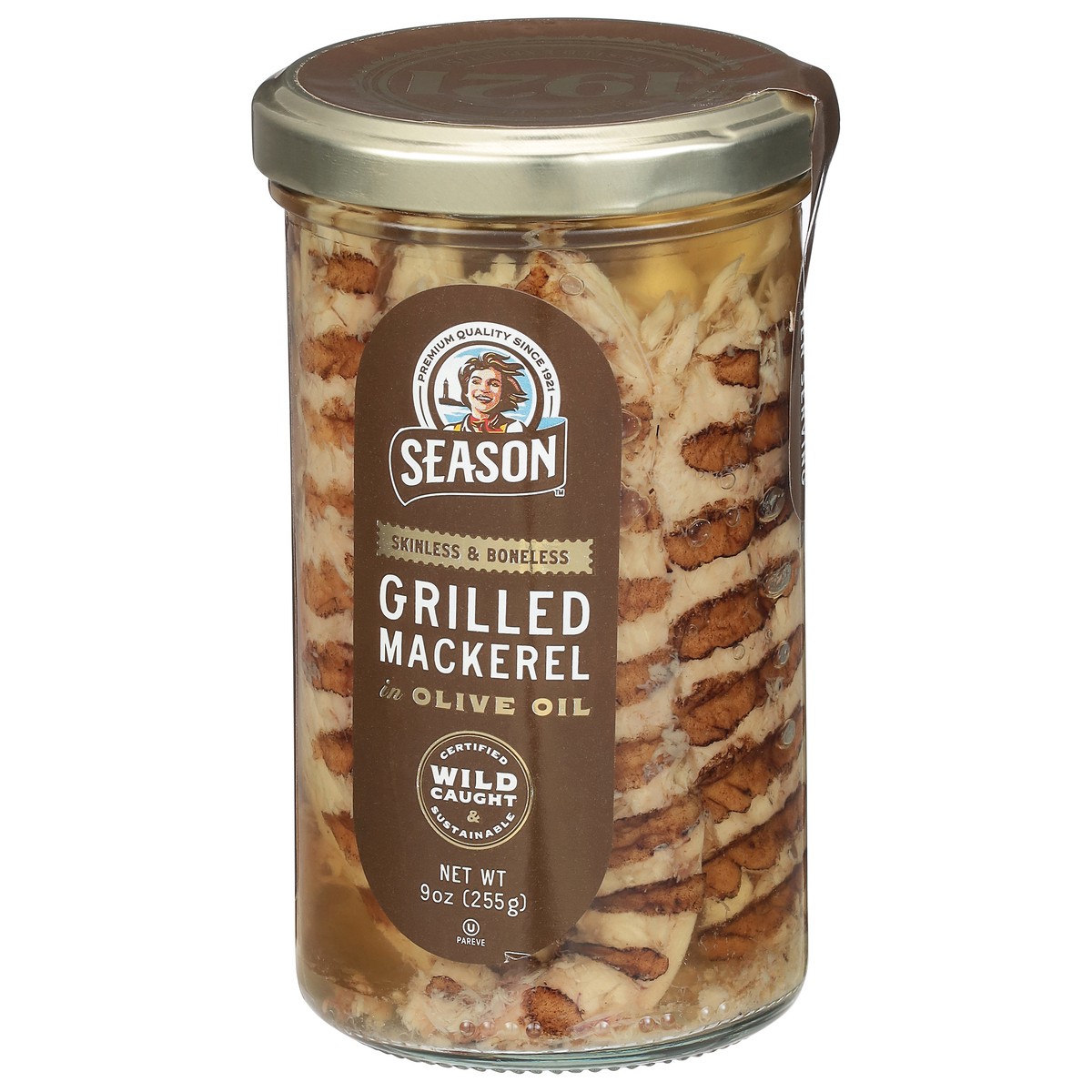 slide 2 of 15, Season Skinless & Boneless Grilled Mackerel in Olive Oil 9 oz, 9 oz