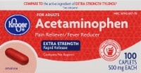 slide 1 of 1, Kroger Extra Strength Acetaminophen Rapid Release Caplets 500Mg, 100 ct