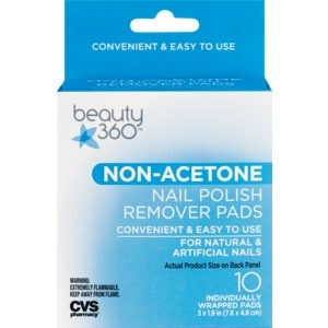 slide 1 of 1, Beauty 360 Nail Polish Remover Pads Non-Acetone, 10 ct