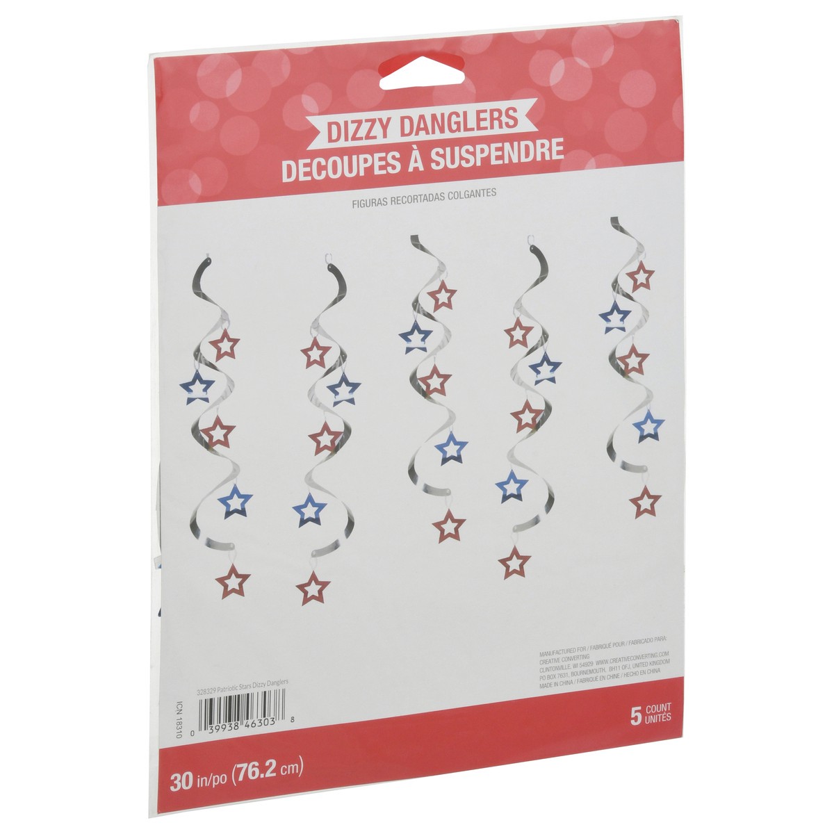 slide 12 of 12, Creative Converting 30 Inch Patriotic Stars Dizzy Danglers 5 ea, 5 ct