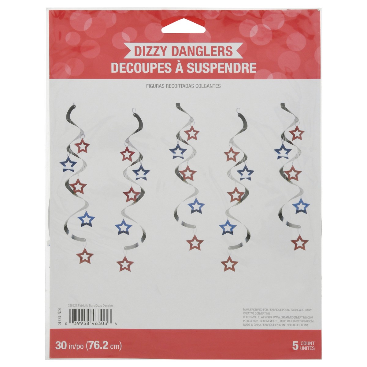 slide 8 of 12, Creative Converting 30 Inch Patriotic Stars Dizzy Danglers 5 ea, 5 ct
