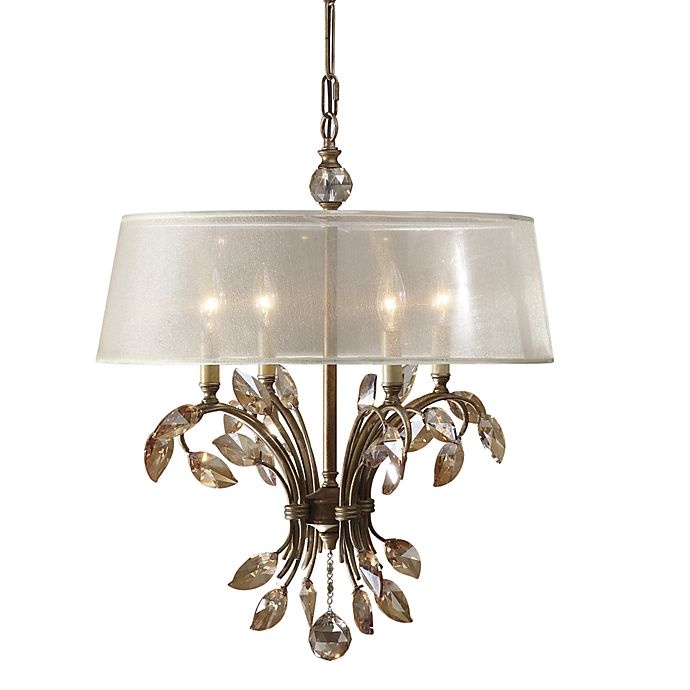 slide 1 of 2, Uttermost Alenya 4-Light Flush-Mount Ceiling Chandelier - Gold with Champagne Shade, 1 ct