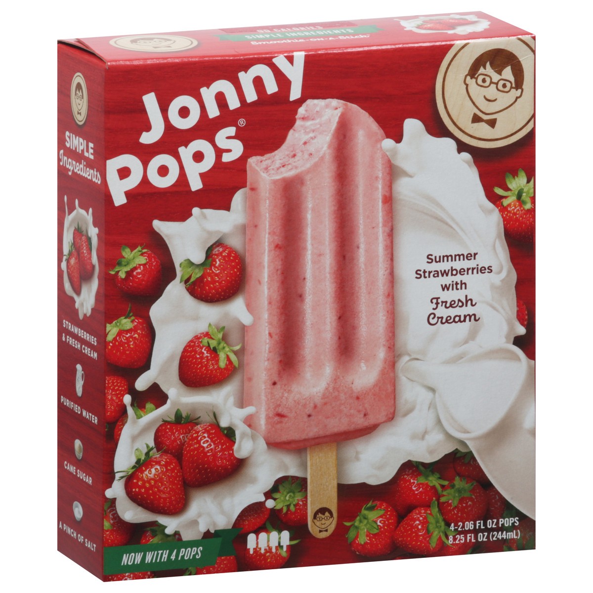 slide 7 of 9, Jonny Pops Summer Strawberries With Fresh Cream Pops, 1 ct