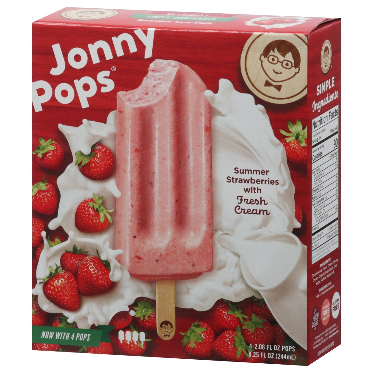 slide 3 of 9, Jonny Pops Summer Strawberries With Fresh Cream Pops, 1 ct