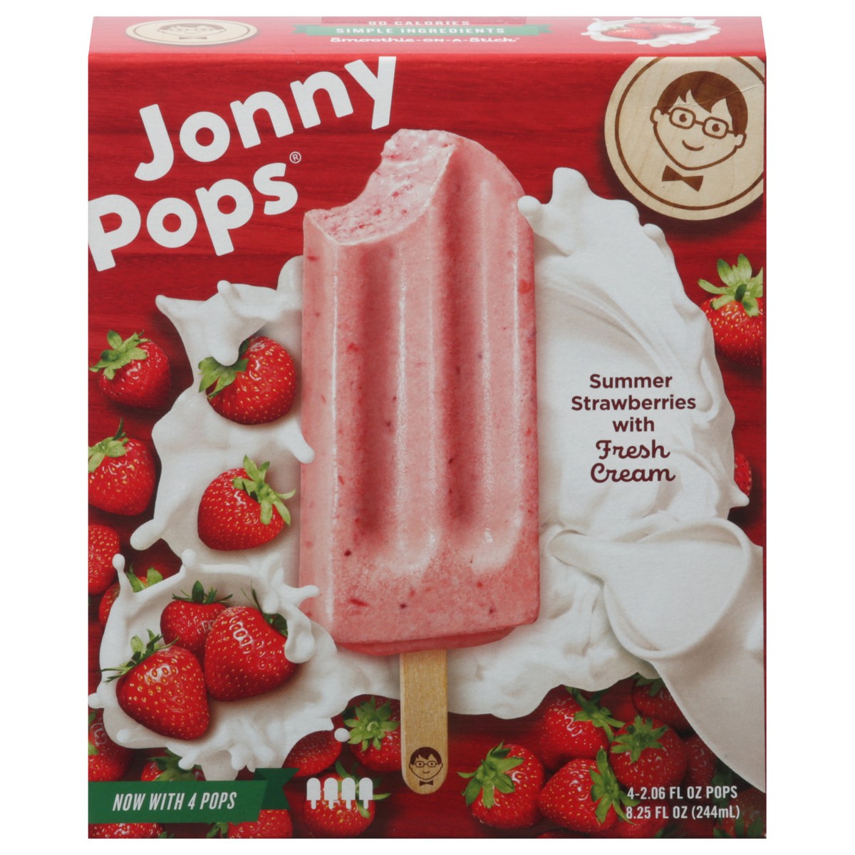 slide 1 of 9, Jonny Pops Summer Strawberries With Fresh Cream Pops, 1 ct