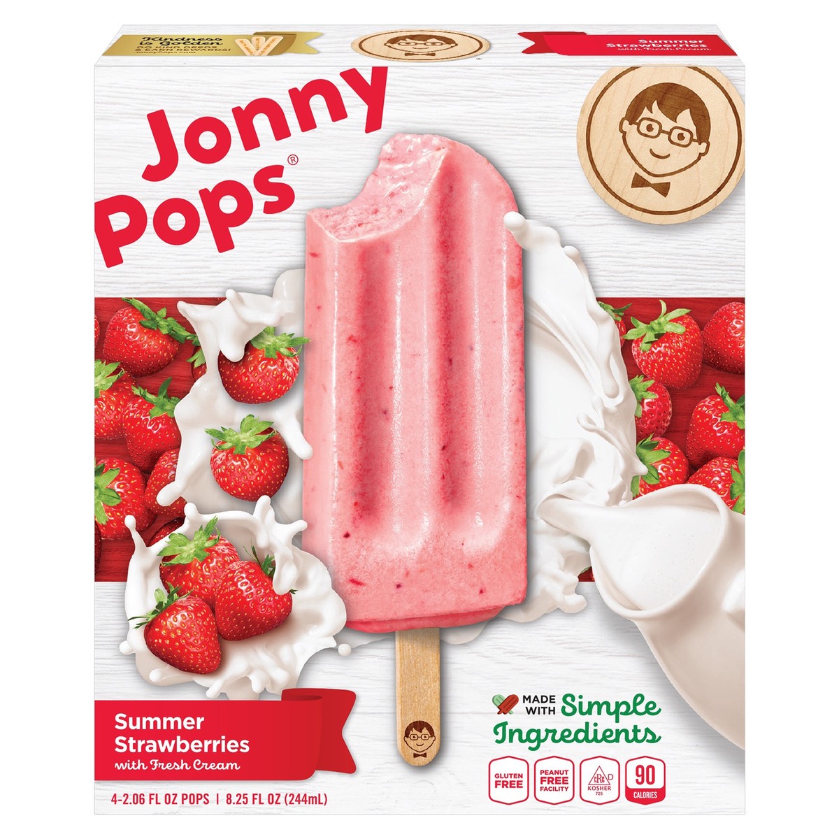 slide 1 of 9, Jonny Pops Summer Strawberries with Cream 4 PK, 1 ct