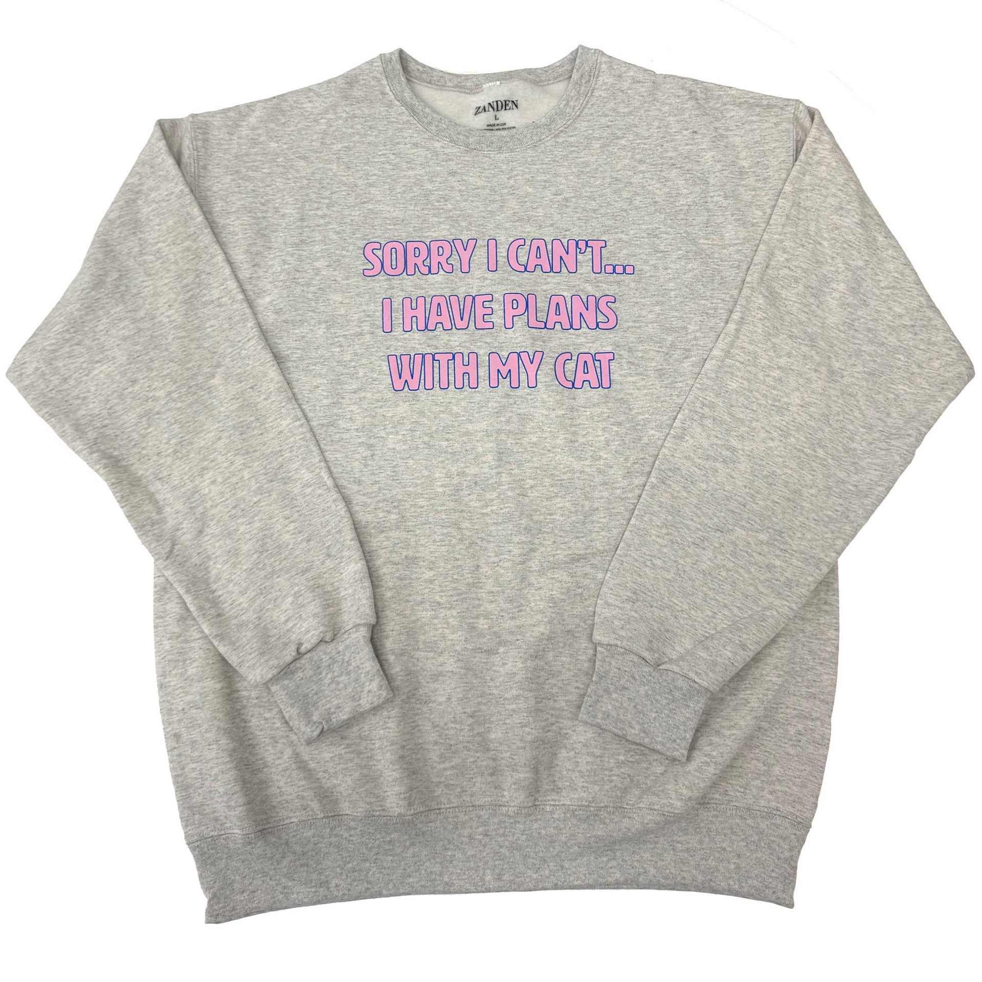 slide 1 of 1, Zanden Plans With My Cat Adult Unisex Sweatshirt, X-Large, XL
