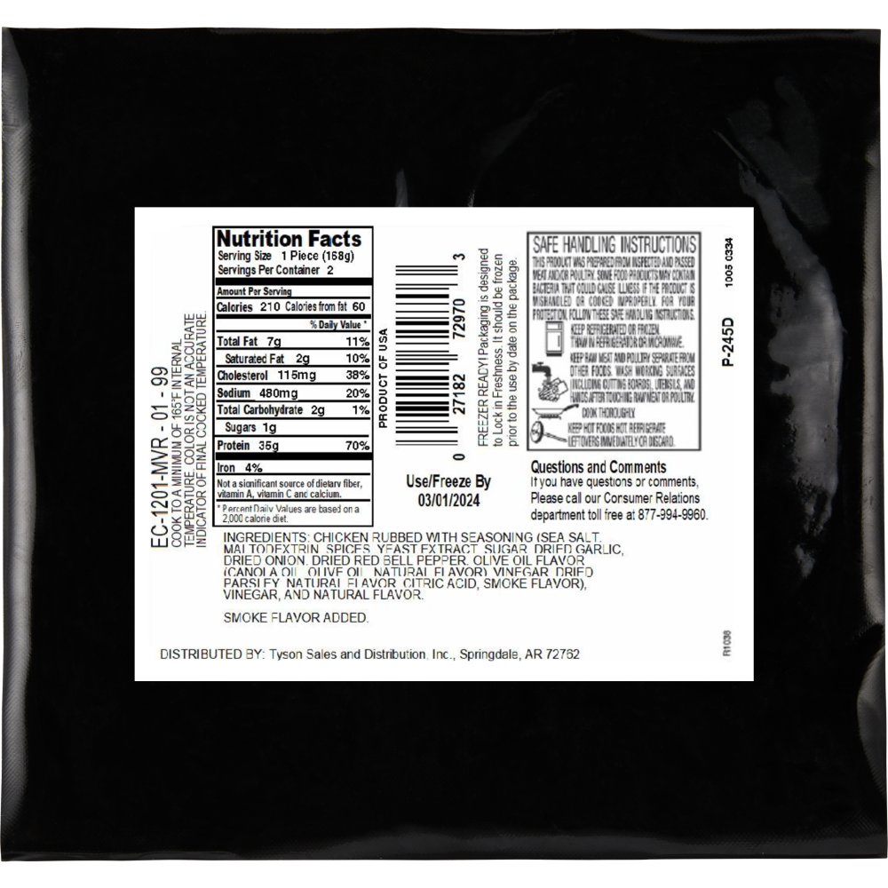 slide 3 of 3, Tyson Chicken Breast Filets, Classic Garlic & Herb, 12 oz