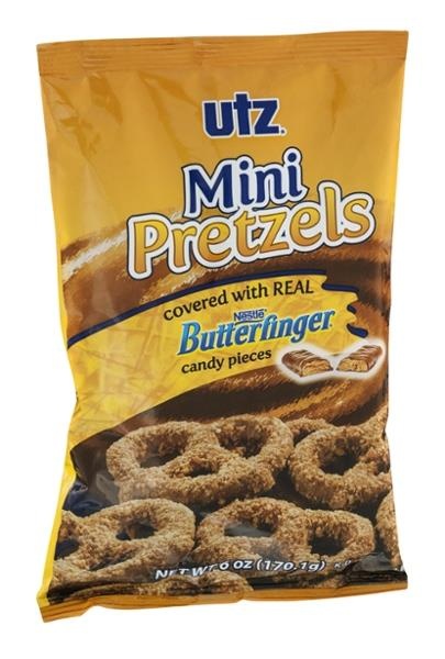 slide 1 of 1, Utz Mini Pretzels With Butterfinger Candy Pieces, 6 oz