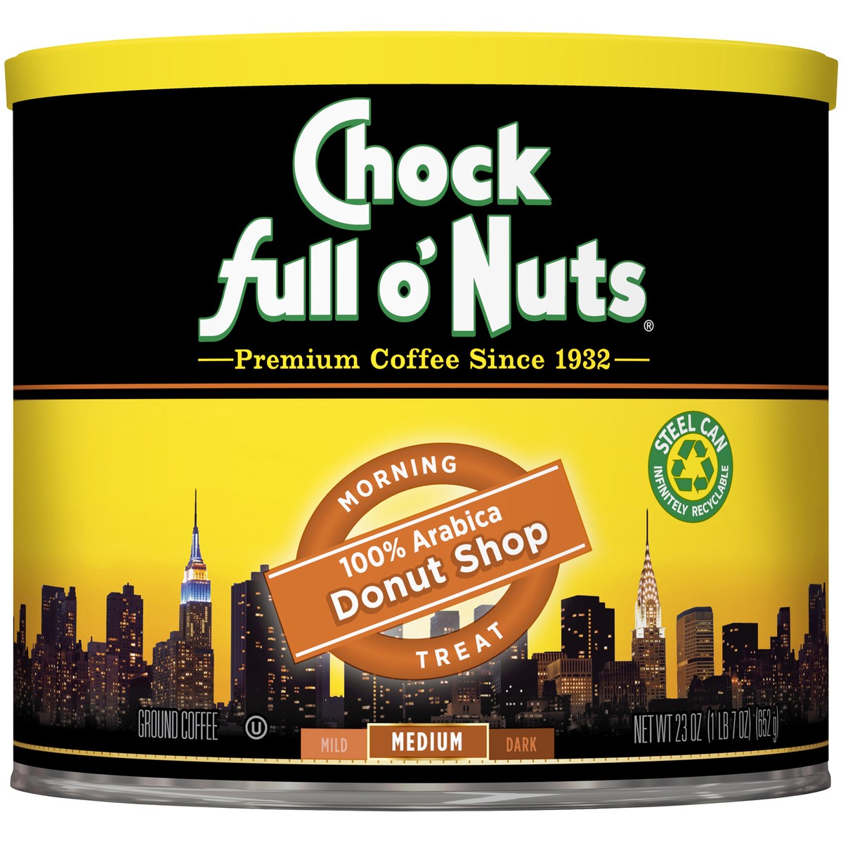 slide 6 of 7, Chock Full O' Nuts Donut Shop Medium Roast Ground Coffee - 23 oz, 23 oz