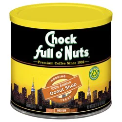 Chock Full O'Nuts Donut Shop Medium Roast Ground Coffee 23 oz Canister
