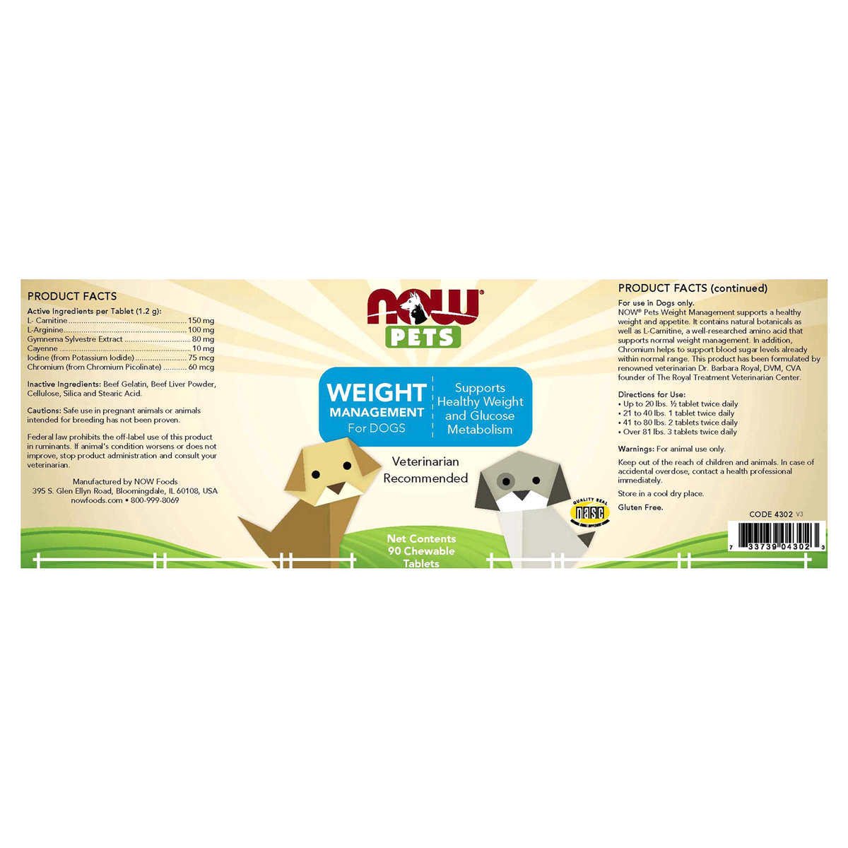 slide 1 of 1, NOW Pet Health Weight Management Supplement Chewable Tablets, 90 ct