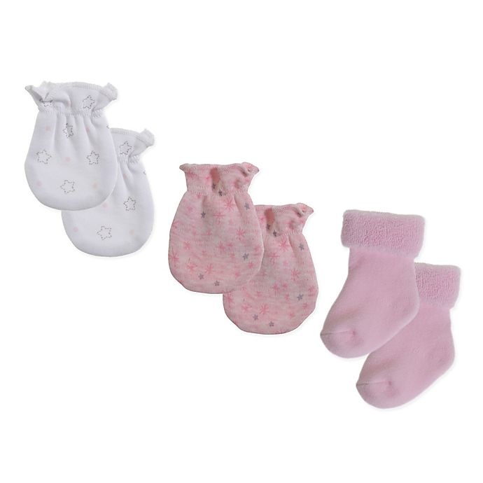 slide 1 of 1, Sterling Baby Preemie Star Mitt and Bootie Set - Pink, 3 ct