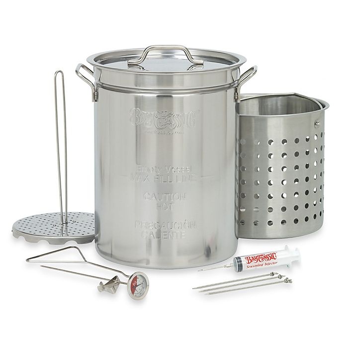 slide 1 of 1, Bayou Classic Stainless Steel Turkey Fryer, 32 qt