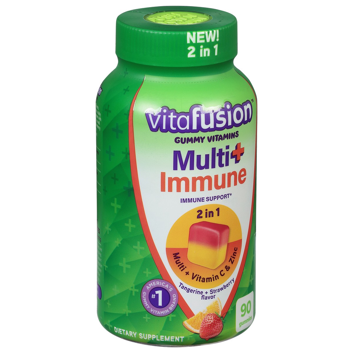 slide 4 of 12, vitafusion Multi+ Immune Support* – 2-in-1 Benefits & Flavors – Adult Gummy Vitamins with Vitamin C, Zinc, Daily Multivitamins, 90 Count, 90 ct