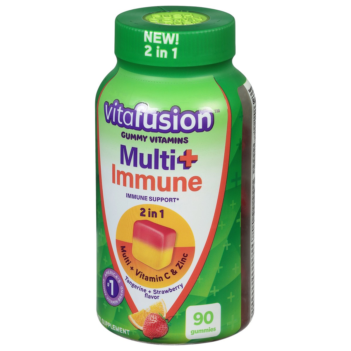 slide 2 of 12, vitafusion Multi+ Immune Support* – 2-in-1 Benefits & Flavors – Adult Gummy Vitamins with Vitamin C, Zinc, Daily Multivitamins, 90 Count, 90 ct