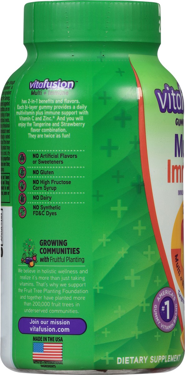 slide 9 of 12, vitafusion Multi+ Immune Support* – 2-in-1 Benefits & Flavors – Adult Gummy Vitamins with Vitamin C, Zinc, Daily Multivitamins, 90 Count, 90 ct