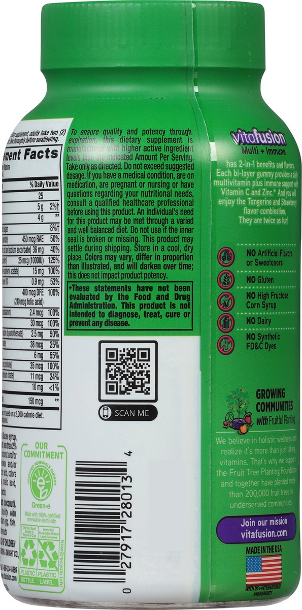 slide 12 of 12, vitafusion Multi+ Immune Support* – 2-in-1 Benefits & Flavors – Adult Gummy Vitamins with Vitamin C, Zinc, Daily Multivitamins, 90 Count, 90 ct