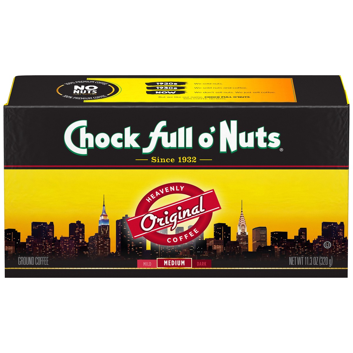 slide 1 of 9, Chock Full O' Nuts Original Medium Ground Coffee 11.3 oz. Brick, 11.3 oz