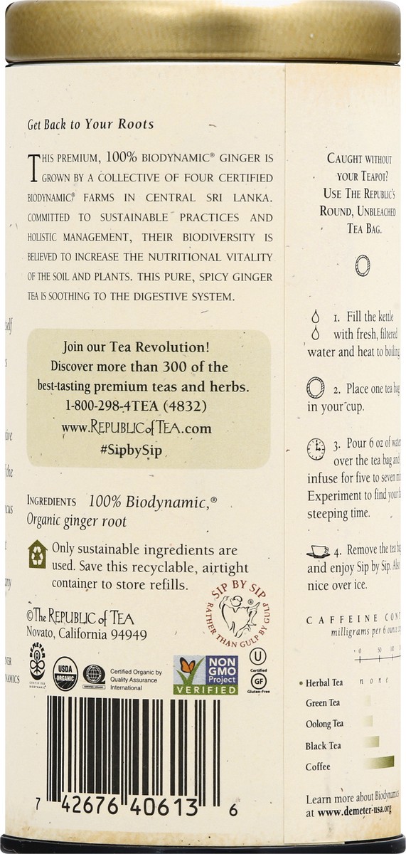 slide 2 of 12, The Republic of Tea Bags Biodynamic Ginger Tea 36 ea, 36 ct