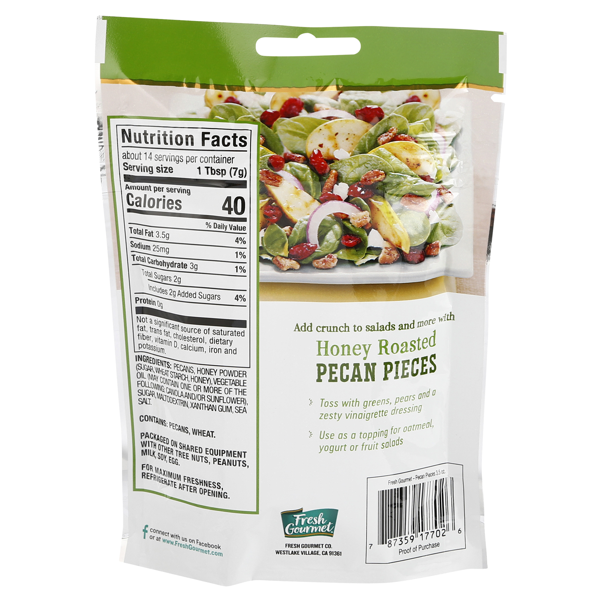 slide 3 of 5, Fresh Gourmet Honey Roasted Pecan Pieces, 3.5 oz, 3.5 oz