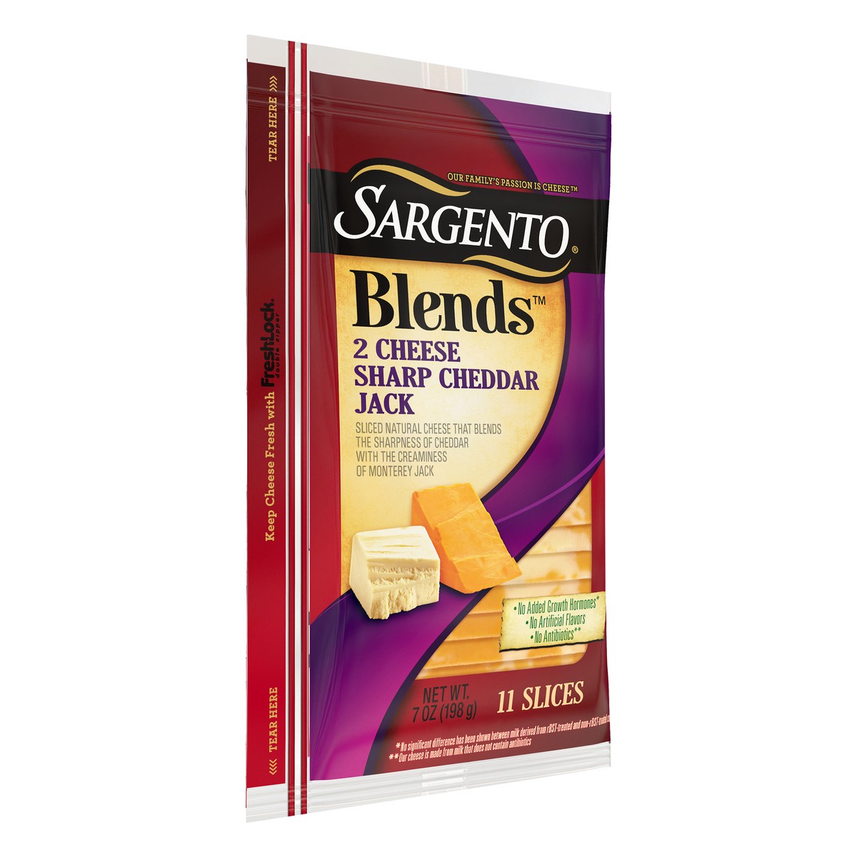 slide 4 of 13, Sargento Blends 2 Cheese Sharp Cheddar Jack Sliced Cheese 7 oz. Pack, 7 oz