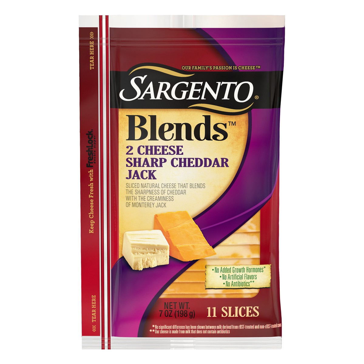 slide 5 of 13, Sargento Blends 2 Cheese Sharp Cheddar Jack Sliced Cheese 7 oz. Pack, 7 oz