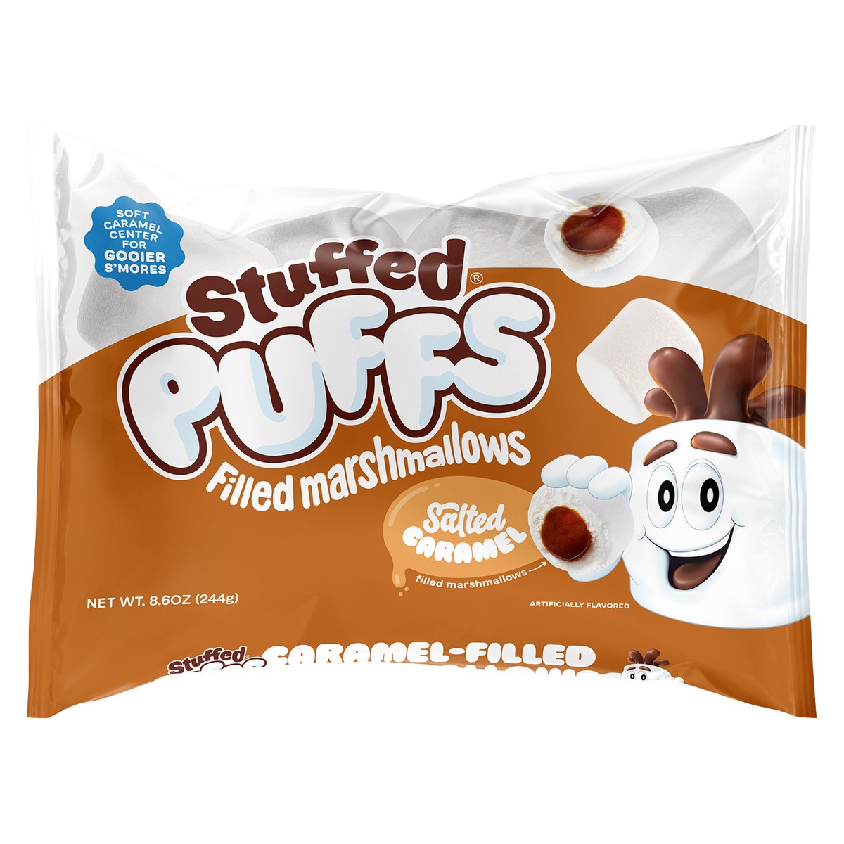 slide 1 of 7, Stuffed Puffs Caramel-Filled Stuffed Puffs, 8.6 oz