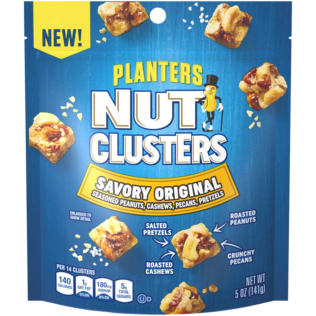 slide 1 of 10, Planters Original Salted Nut Clusters, 5 oz Bag, 141 g