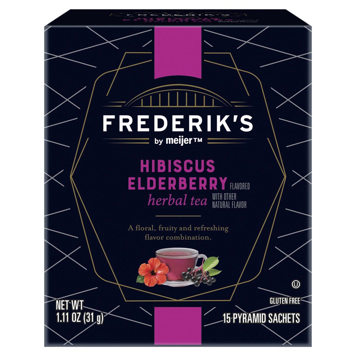 slide 1 of 29, FREDERIKS BY MEIJER Frederik's by Meijer Hibiscus Elderberry Herbal Tea - 15 ct, 15 ct