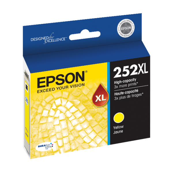 slide 1 of 3, Epson Durabrite Ultra T252Xl420-S High-Yield Yellow Ink Cartridge, 1 ct