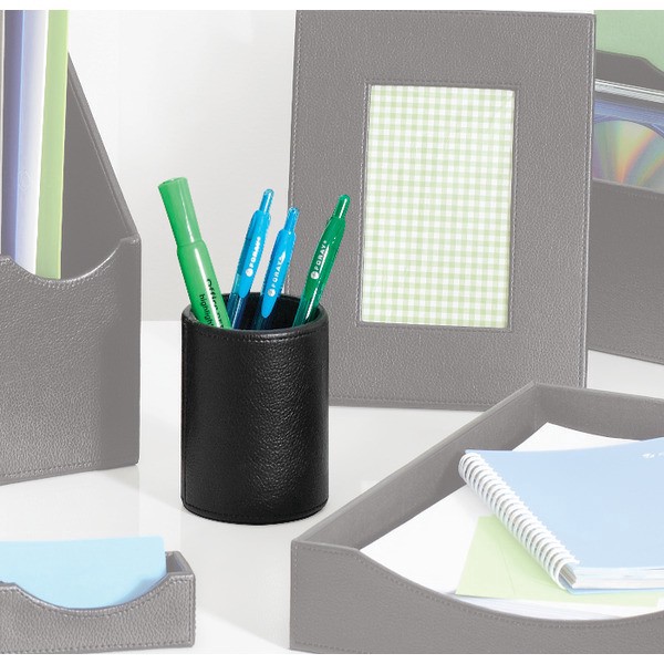 slide 3 of 5, Realspace Faux Leather Pencil Cup, Black, 1 ct