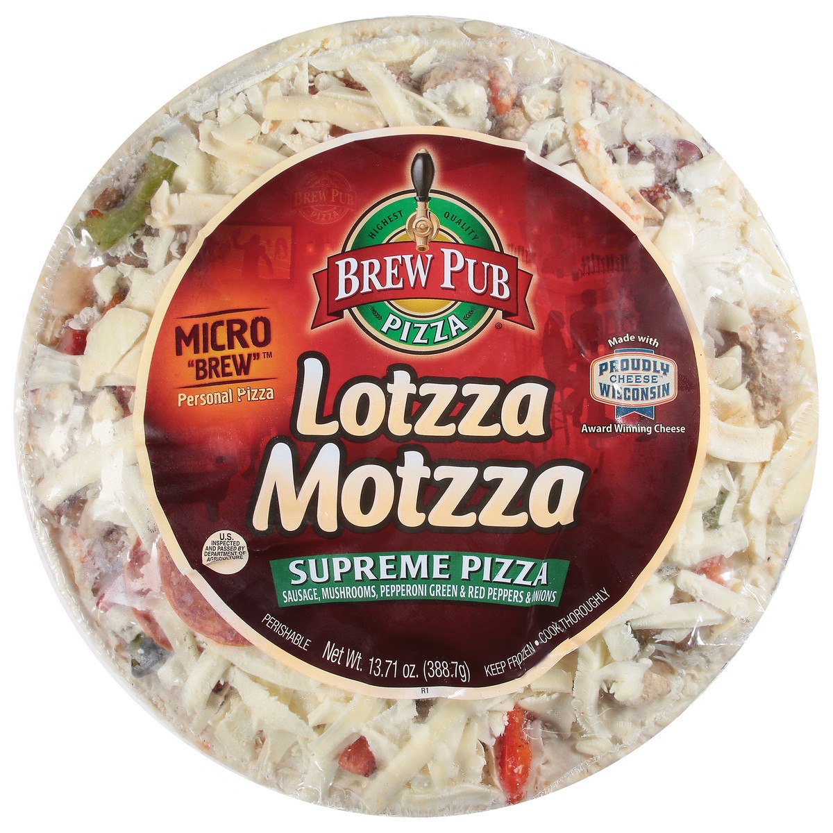 slide 1 of 1, Brew Pub Lotzza Motzza Supreme Pizza 13.71 oz, 13.71 oz